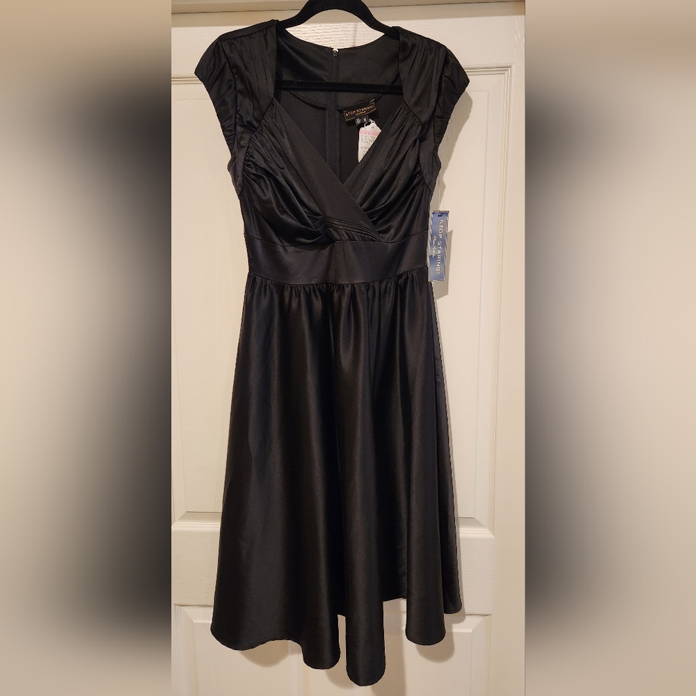 Stop Staring black satin pinup dress